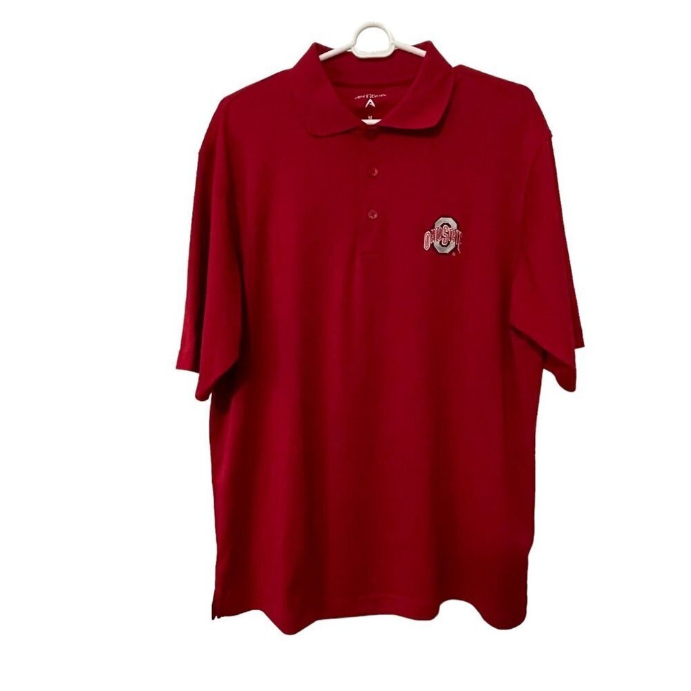 Antigua Ohio State Buckeyes Polo Mens Short Sleeve Golf Shirt Medium OSU Logo